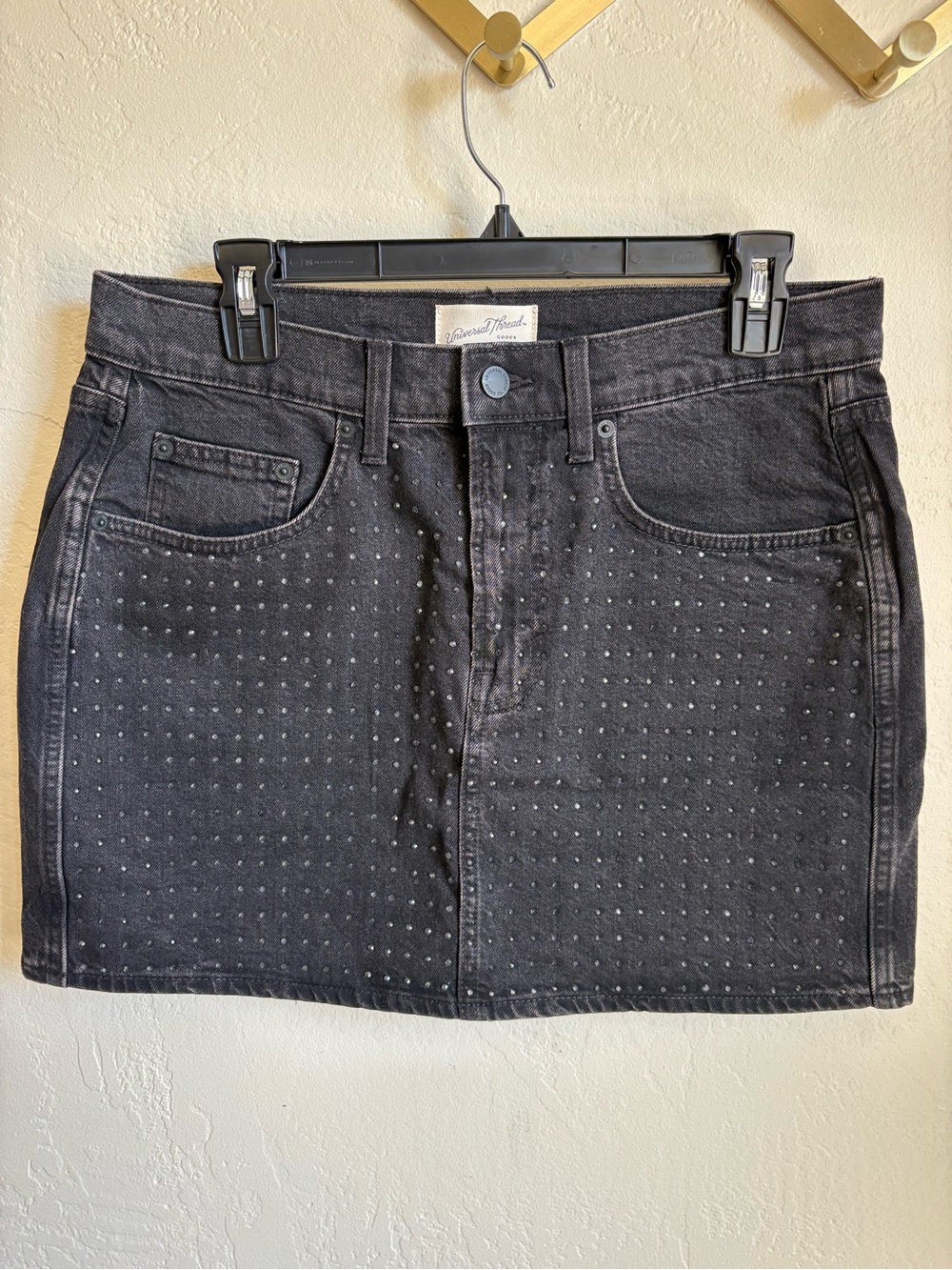 Universal Thread Black Studded Denim Mini Skirt